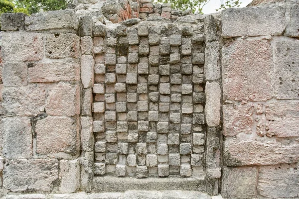 Mimari Detay Closeup Becan Maya Arkeolojik Sit Yucatan Meksika — Stok fotoğraf