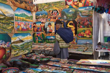 Plaza de pançolar esnaf Pazar Otavalo, Ekvator 