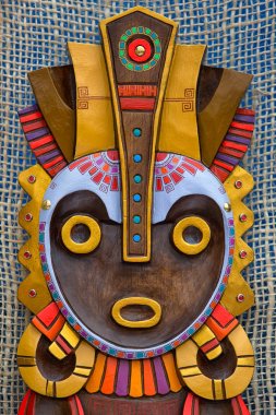 indigenous colourful wood artisan handicraft in Ecuador  clipart