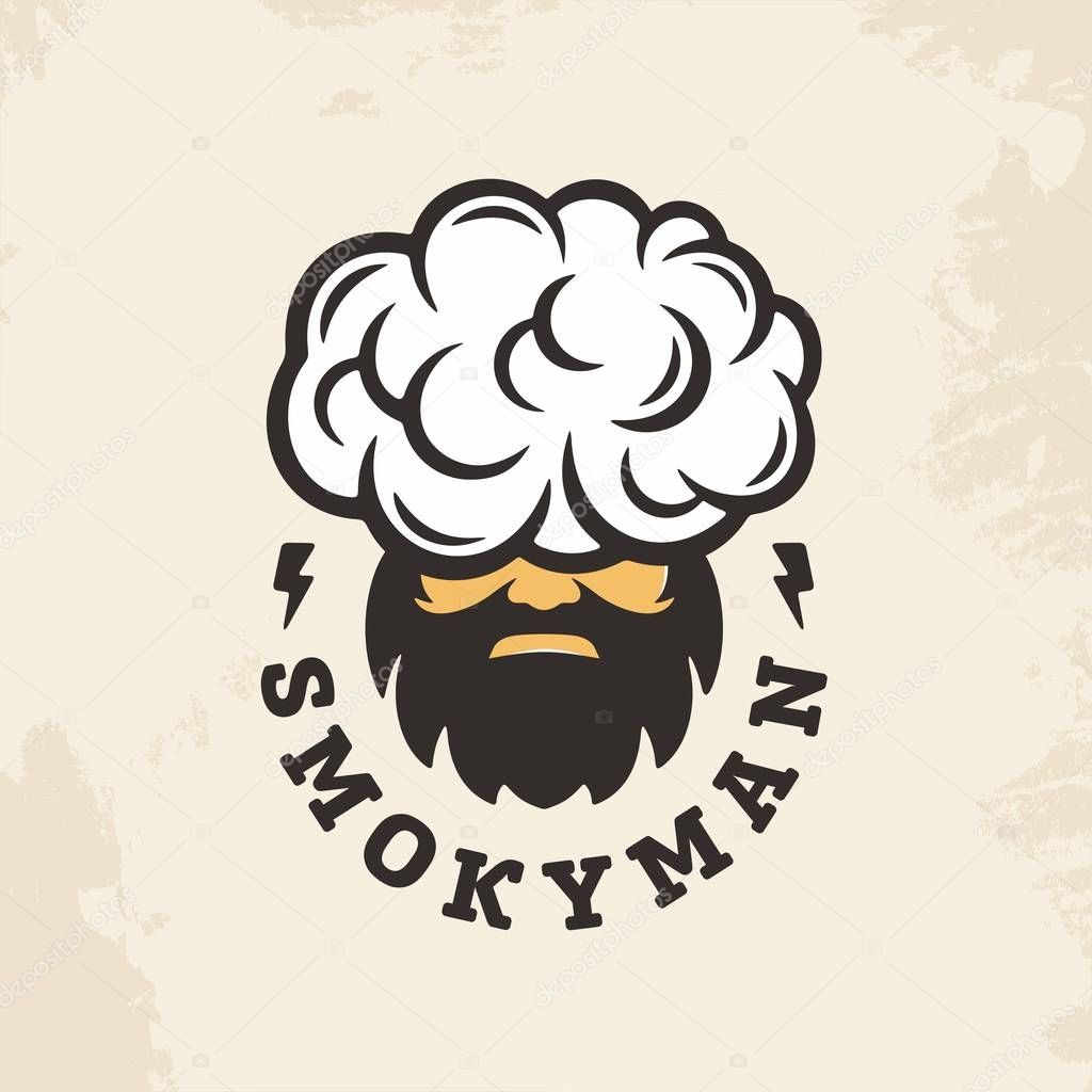 Modern vector professional sign logo smoky man.