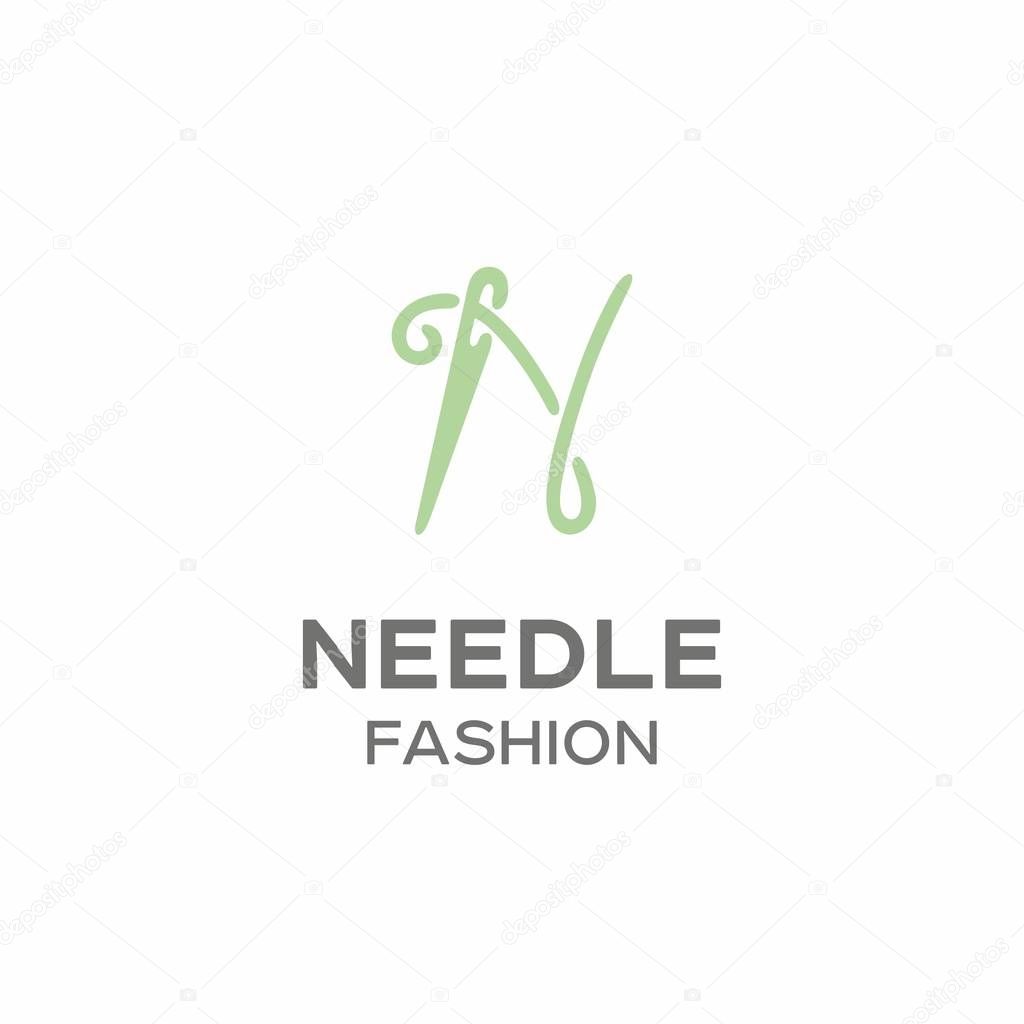 Modern vector professional sign logo needle fashion.