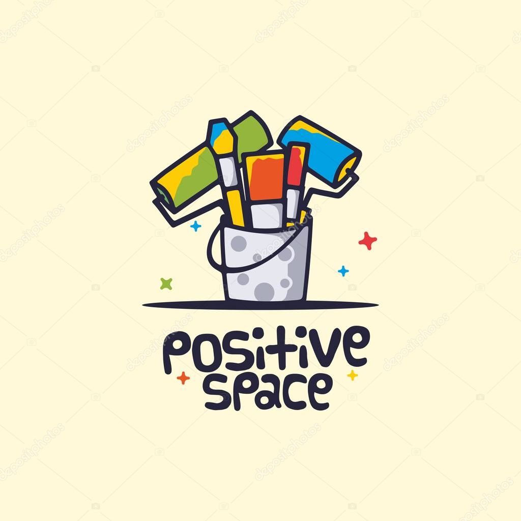 Modern vector professional sign logo positive space.