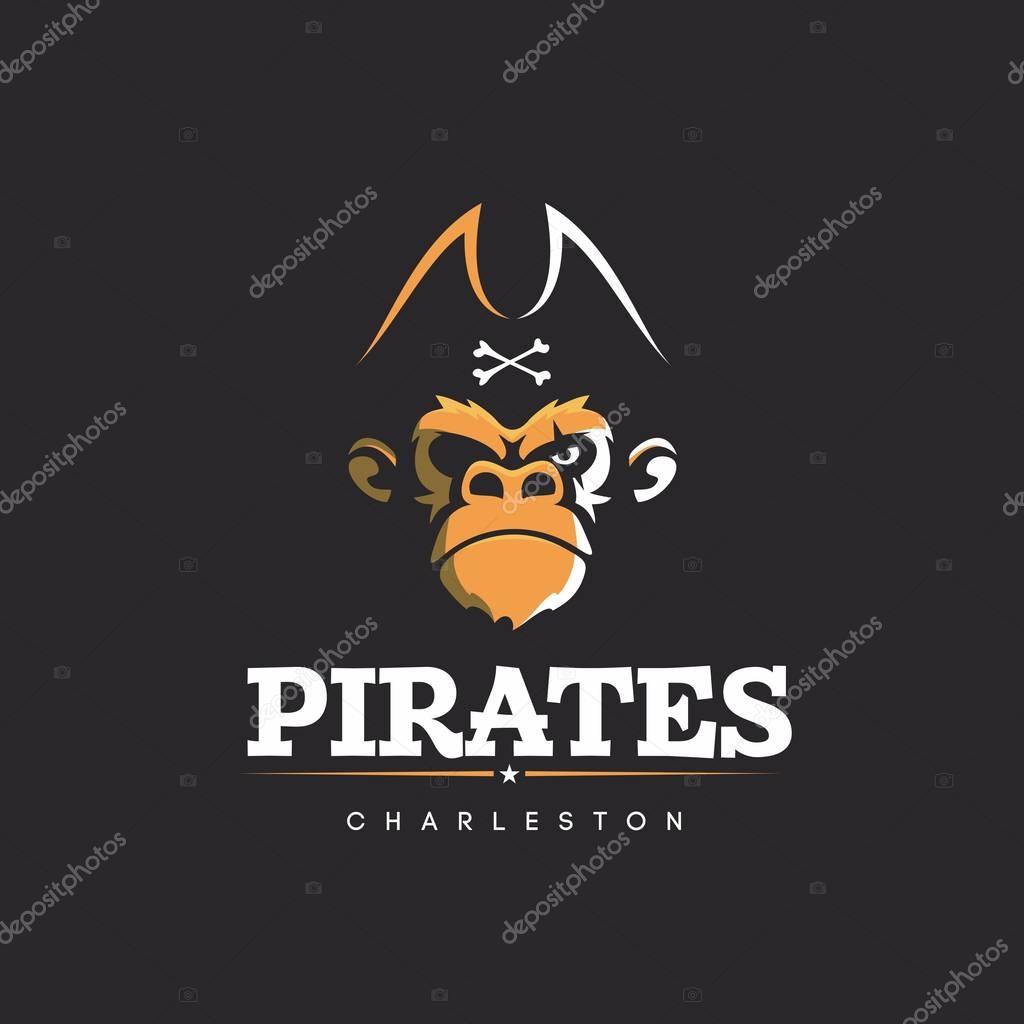 Modern vector professional logo emblem pirates monkey.