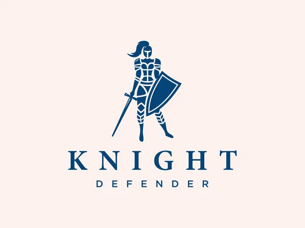 Modern vektör profesyonel logo amblem kadın şövalye pembe bir arka plan üzerinde