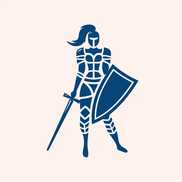 Modern vektör profesyonel logo amblem kadın şövalye pembe bir arka plan üzerinde