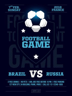 Modern profesyonel spor el ilanı tasarımı ile Futbol Ligi Mavi Tema