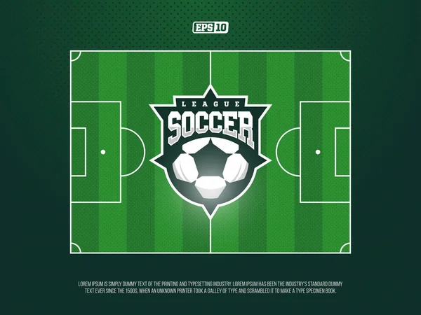 Modern professional vector grass football soccer field in green theme — Stock Vector