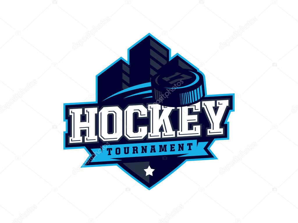 Modern professional hockey logo for sport team.