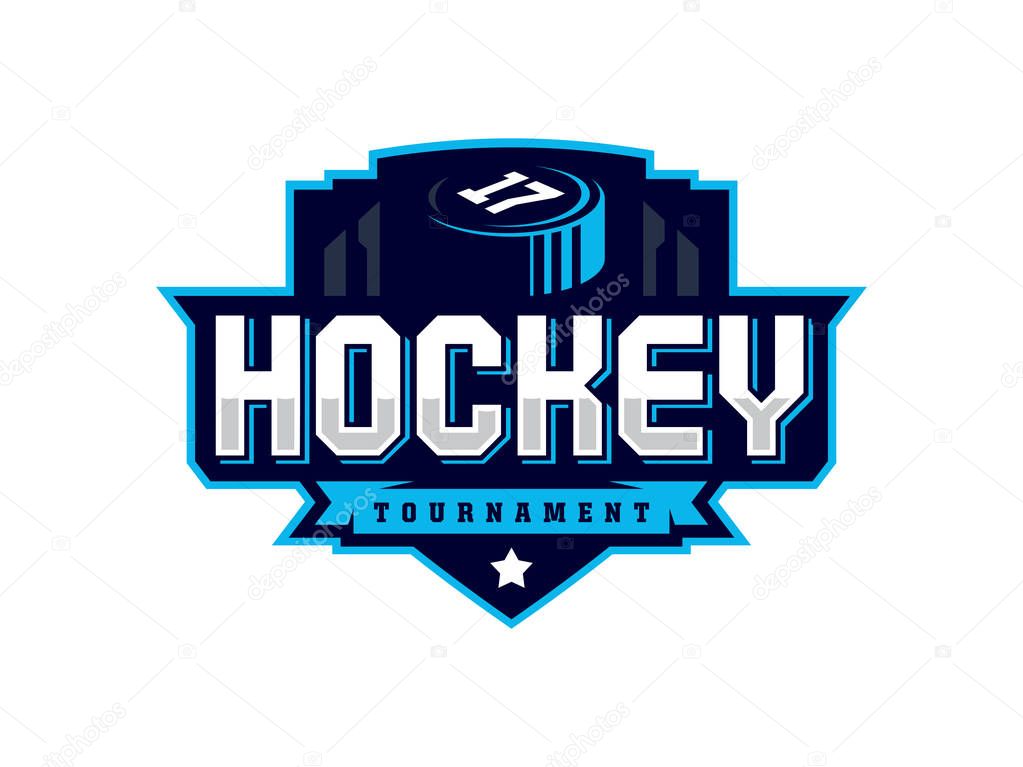 Modern professional hockey logo for sport team.