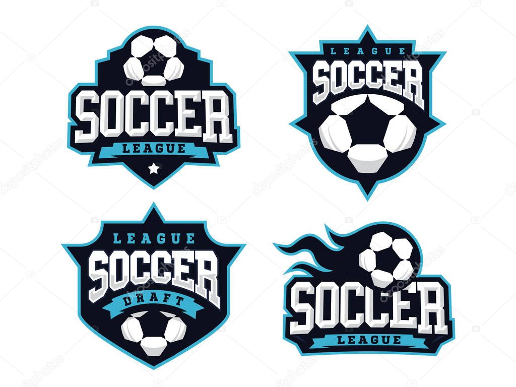 Modern professional soccer logo set for sport team