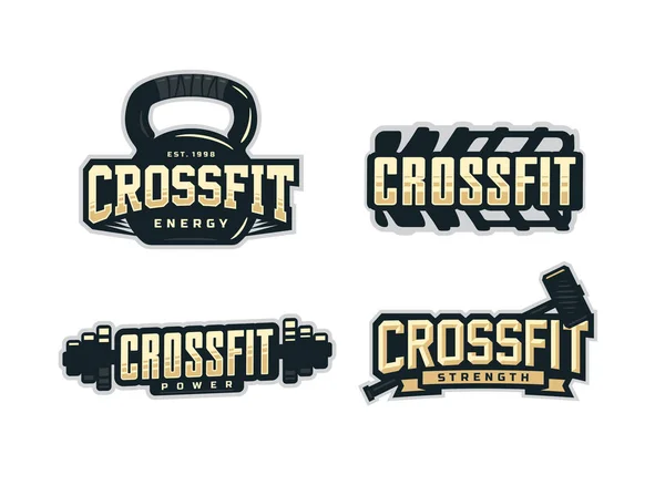 Conjunto de emblema de logotipo profesional moderno para crossfit — Archivo Imágenes Vectoriales