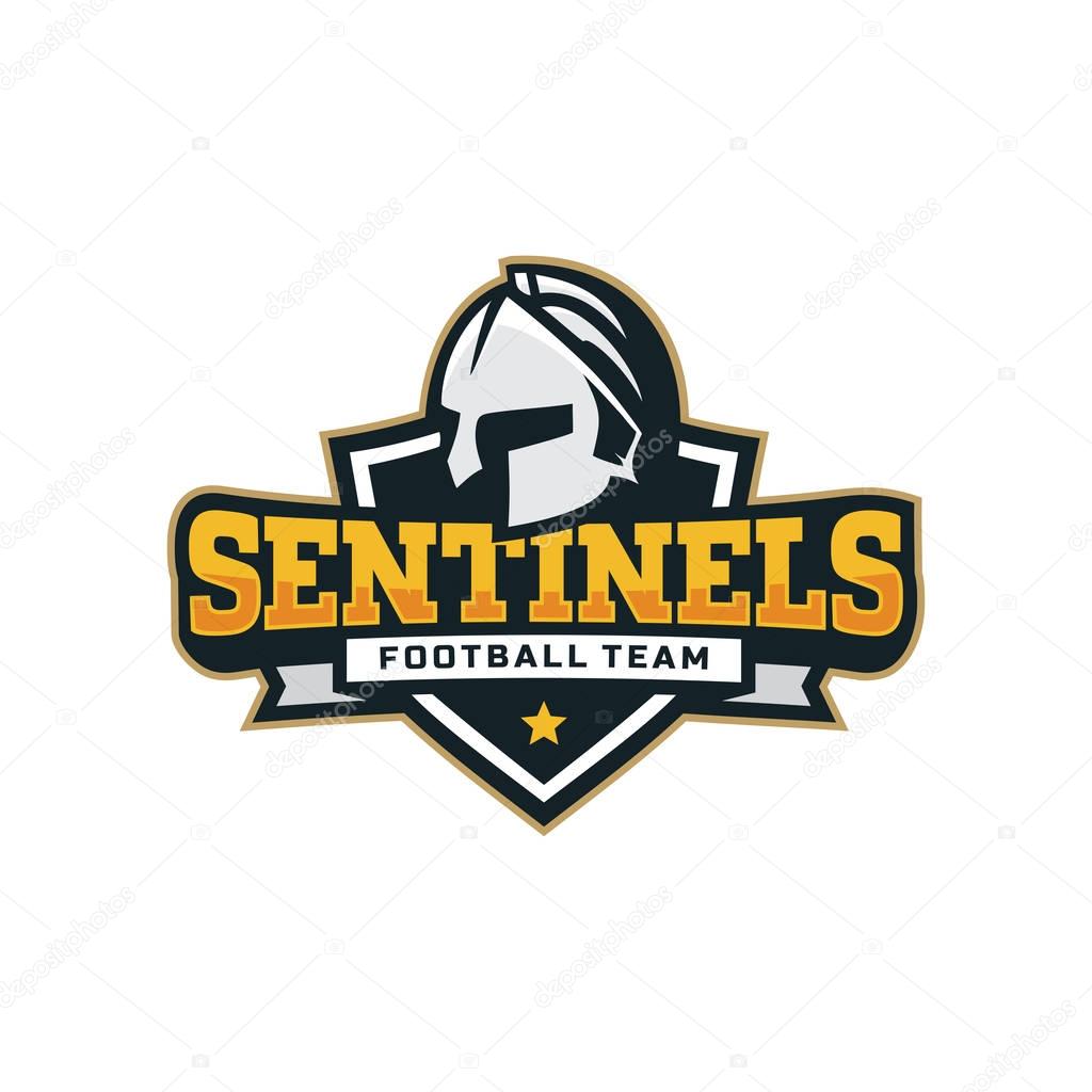 Modern professional football logo for sport team.