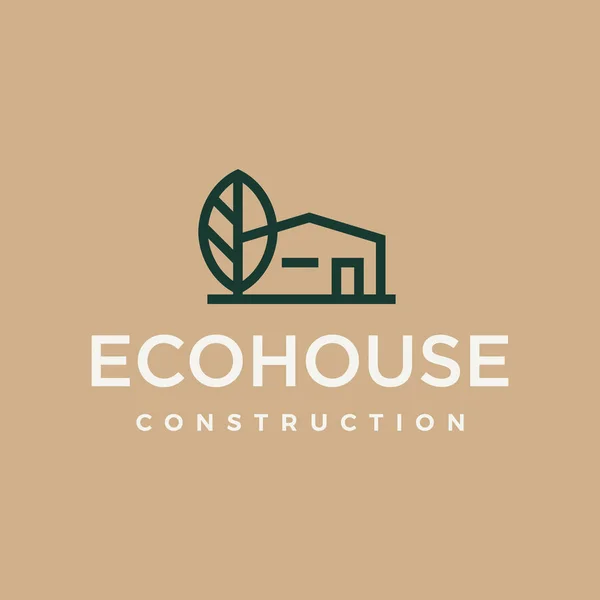 Construção de casa moderna logotipo profissional eco no fundo de ouro —  Vetores de Stock