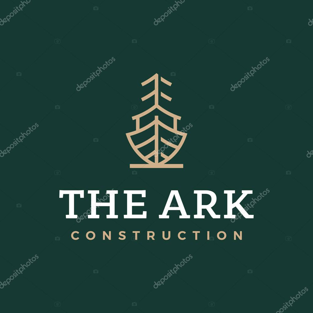 Modern professional logo the ark construction on green background.