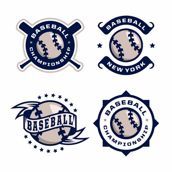 Emblemas profesionales modernos establecidos para el torneo de juego de béisbol — Vector de stock