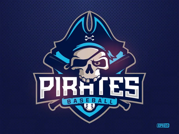 Piratas emblema profesional moderno para el equipo de béisbol — Vector de stock