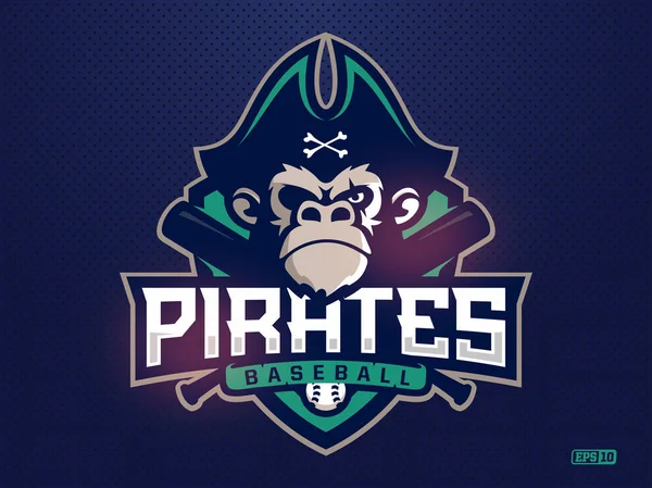 Сучасні професійні емблеми піратів мавпи для бейсбольної команди — стоковий вектор