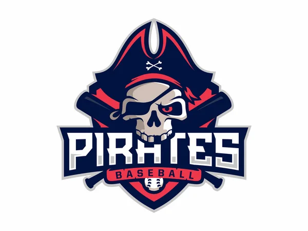 Piratas emblema profesional moderno para el equipo de béisbol — Vector de stock