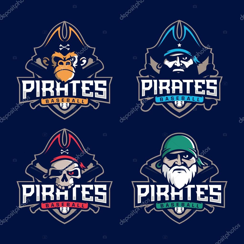 Modern professional set emblem pirates for baseball team.