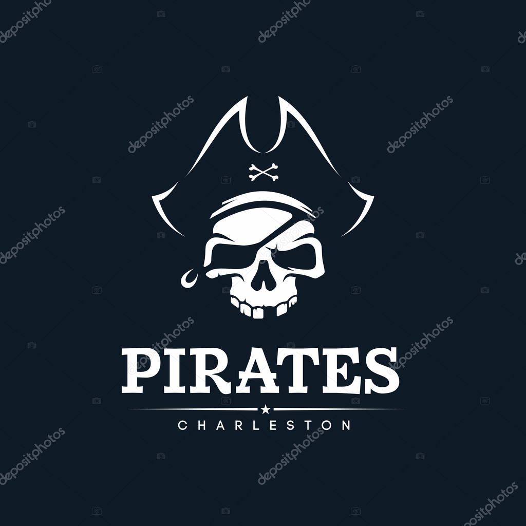 Modern professional emblem pirates for american football team.