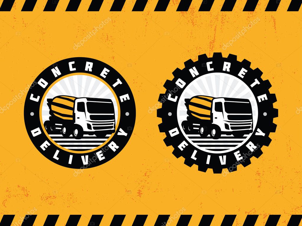 Modern professional logo emblem concrete delivery in yellow theme.