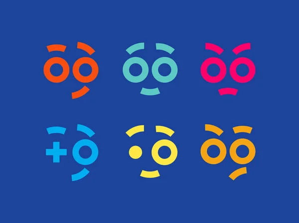 Emoji instellen. Moderne professionele pictogrammen glimlach in blauwe thema — Stockvector