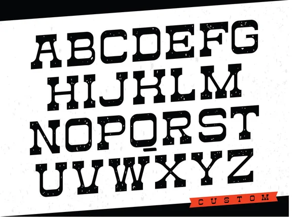 Westernschrift. Vektoralphabet mit lateinischen Buchstaben im Schwarz-Weiß-Motiv — Stockvektor