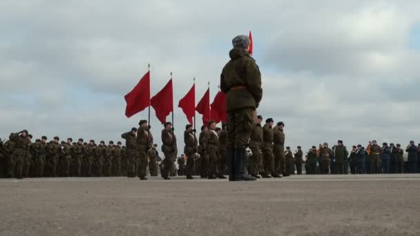 Parade latihan di Moskow marching pasukan — Stok Video