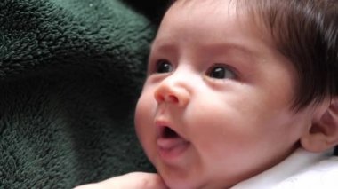 Şirin bir bebek anne ve babasıyla oynuyordu.