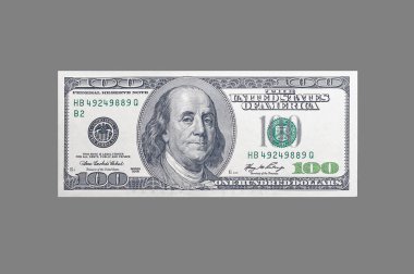 Amerikan Başkanı Franklin 'in portresi olan 100 dolarlık banknotun sağ tarafı.