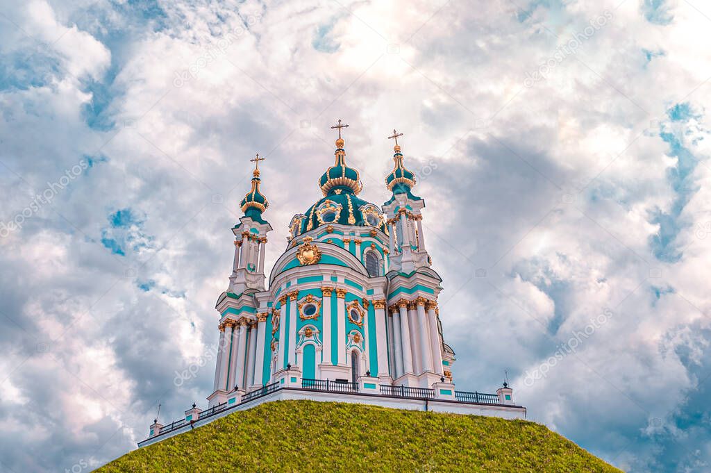 St. Andrew's Church - major Baroque church is located at the top of the Andriyivskyy Descent in Kyiv, Ukraine
