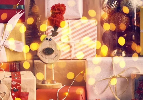 Різдвяний Фон Подарунковими Коробками — стокове фото