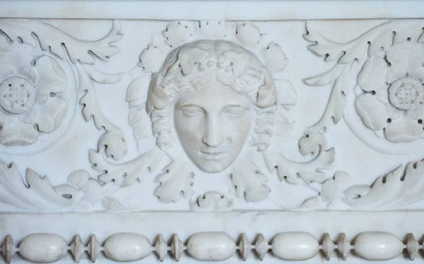 Closeup Barocco White Bas Relief Sculpture Wall Royalty Free Stock Images