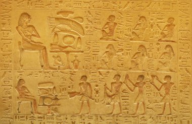 Eski Mısır hiyeroglif closeup taşa oyulmuş 