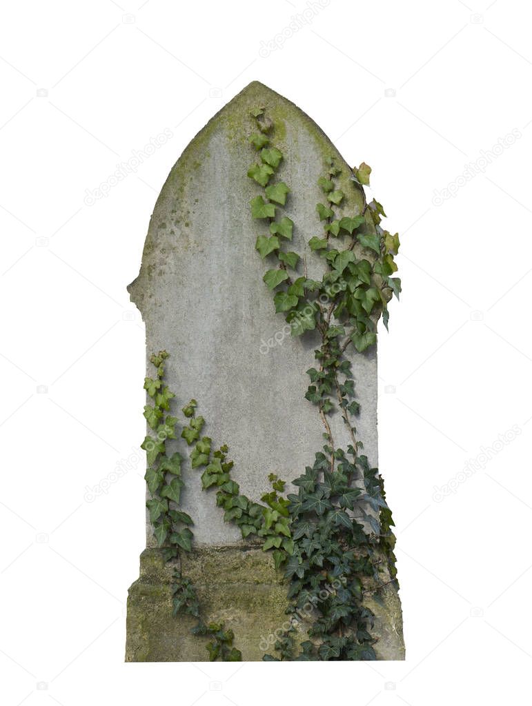 Christian tombstone isolated on white background