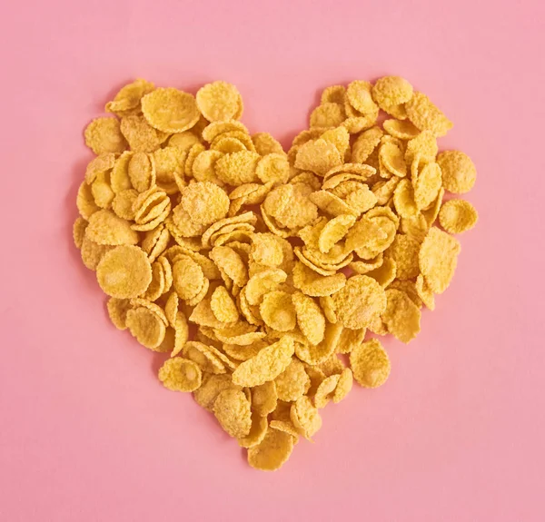 Heart Made Flakes Pink Background Stock Image