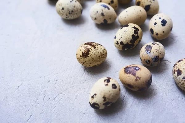 Close View Fresh Raw Quail Eggs Concrete Background — Stock Photo, Image