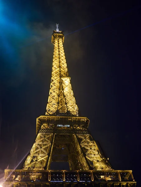 Vista Noturna Bela Torre Eiffel Iluminada Paris França — Fotografia de Stock