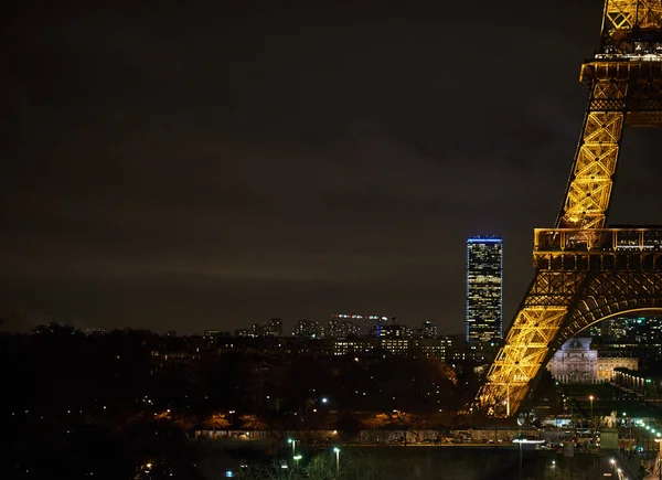 Vista Noturna Bela Torre Eiffel Iluminada Paris França — Fotografia de Stock