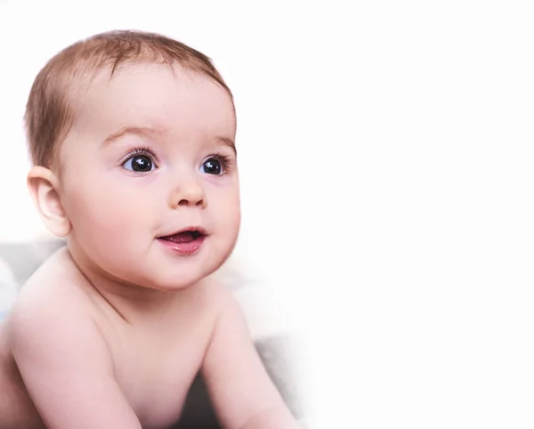 Portret Van Schattige Baby Geïsoleerd Witte Achtergrond — Stockfoto
