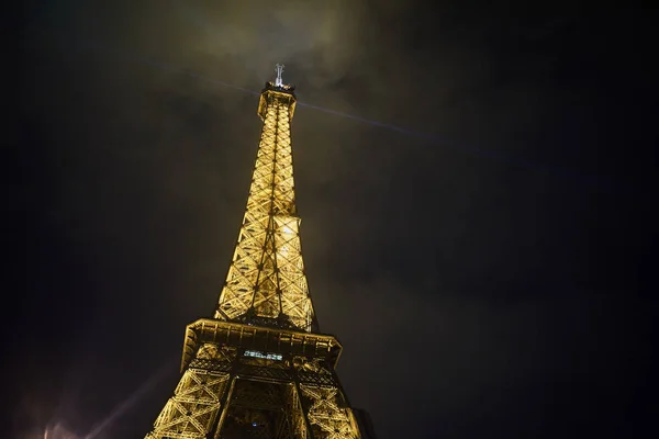 Vista Noturna Bela Torre Eiffel Iluminada Paris França — Fotografia de Stock