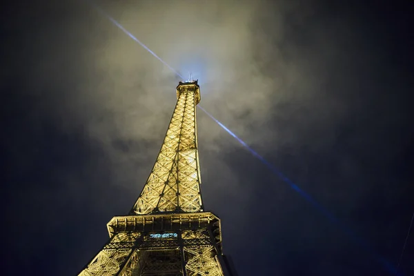 Nachtansicht Des Schön Beleuchteten Eiffelturms Paris Frankreich — Stockfoto