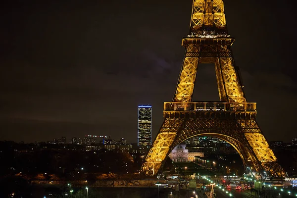 Vista Noturna Bela Torre Eiffel Iluminada Paris França — Fotografia de Stock