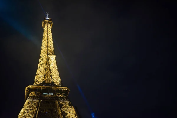 Vista Noturna Bela Torre Eiffel Iluminada Paris França — Fotografia de Stock