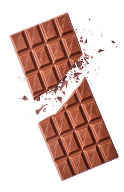 Havada uçuşan lezzetli çikolatalar. Yüksek çözünürlüklü yükselme