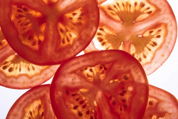 Fresh Raw Tasty Sliced Tomatoes Isolated White Background — Stok fotoğraf