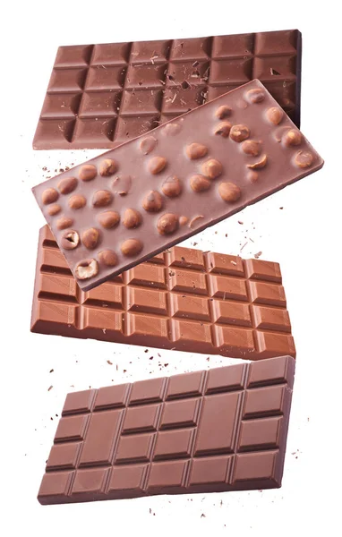 Heerlijke chocolade die in de lucht vliegt. Hoge resolutie levitatio — Stockfoto