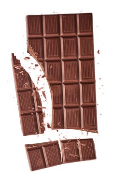 Havada uçuşan lezzetli çikolatalar. Yüksek çözünürlüklü yükselme