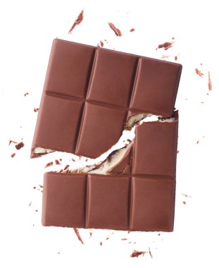 Havada uçuşan lezzetli çikolatalar. Yüksek çözünürlüklü yükselme