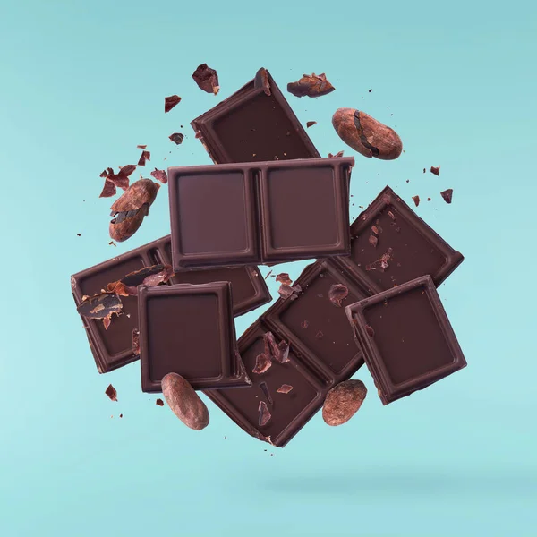 Delicioso chocolate volando en el aire. Levitatio de alta resolución — Foto de Stock